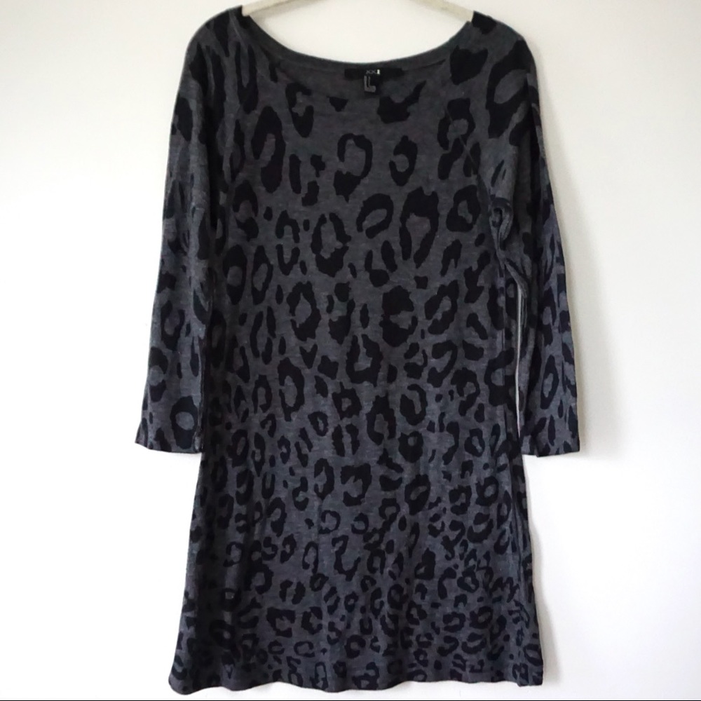 Gray and Black Leopard/Cheetah Print Sweater Dress